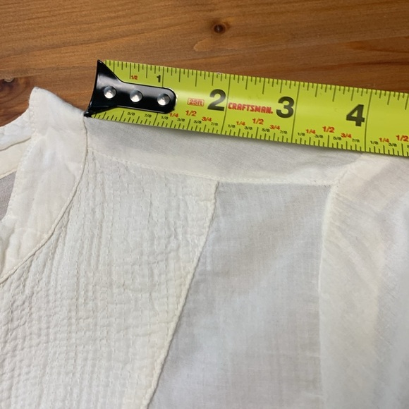 Devoted Sheer Ivory Tunic, Lightweight, Airy, 100% cotton, w Roll Up Sleeves - Picture 6 of 8